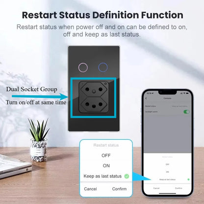 Shawader Wifi Smart Brazil Wall Socket Light Switch 20A Plug Outlet Touch Sensor Glass Panel Remote by Tuya Alexa Google Home