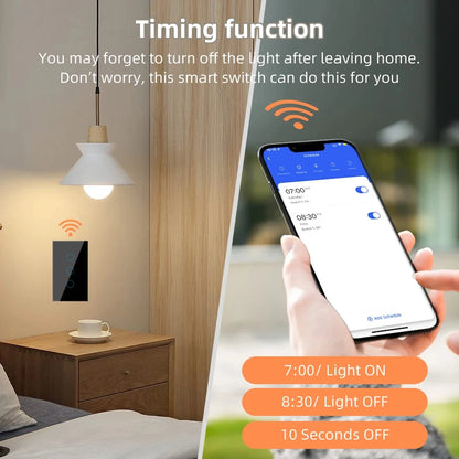 2000W Tuya ZigBee Smart Light Switch 1 2 3 4 gang 2-way Control Touch Wall Switch With/No Neutral Wire Via Alexa Google Home